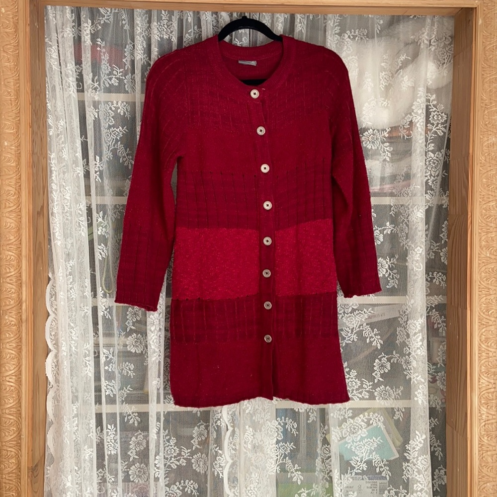 Red Wool Cardigan